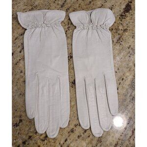 Vintage Size S Gray Soft Leather Formal 9" Gloves Elastic Wrist Knotch